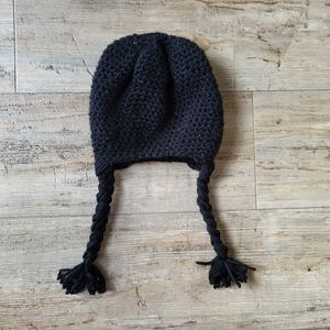 1-2m baby size Wednesday Addams hat, black, braids, handmade, fast shipper